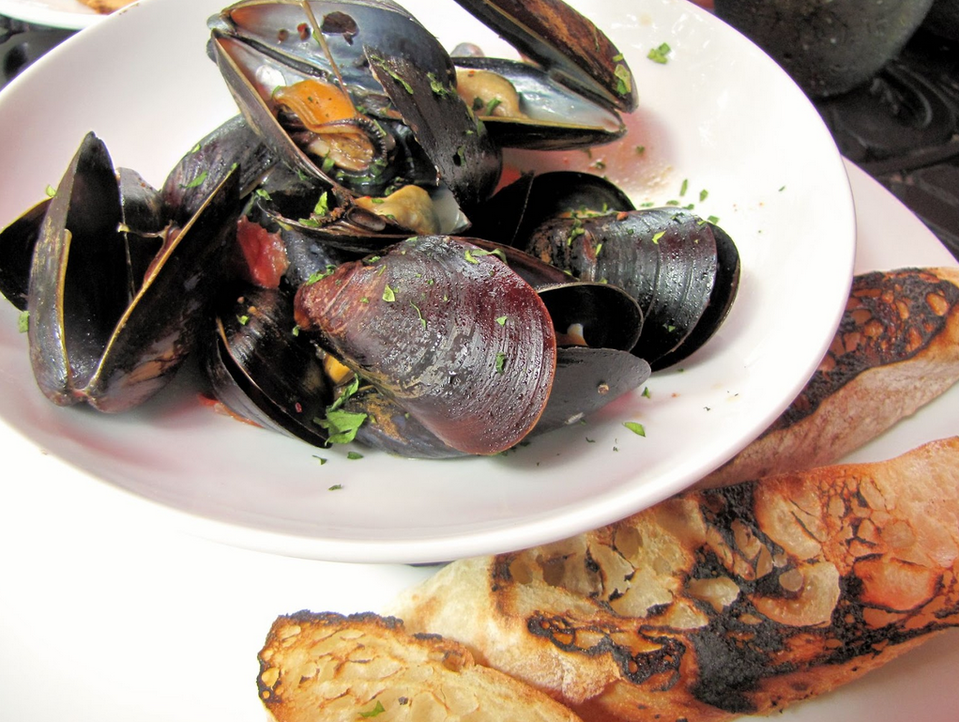 Passerelle Bistro in Falls Park Downtown Greenville french restaurant - mussels