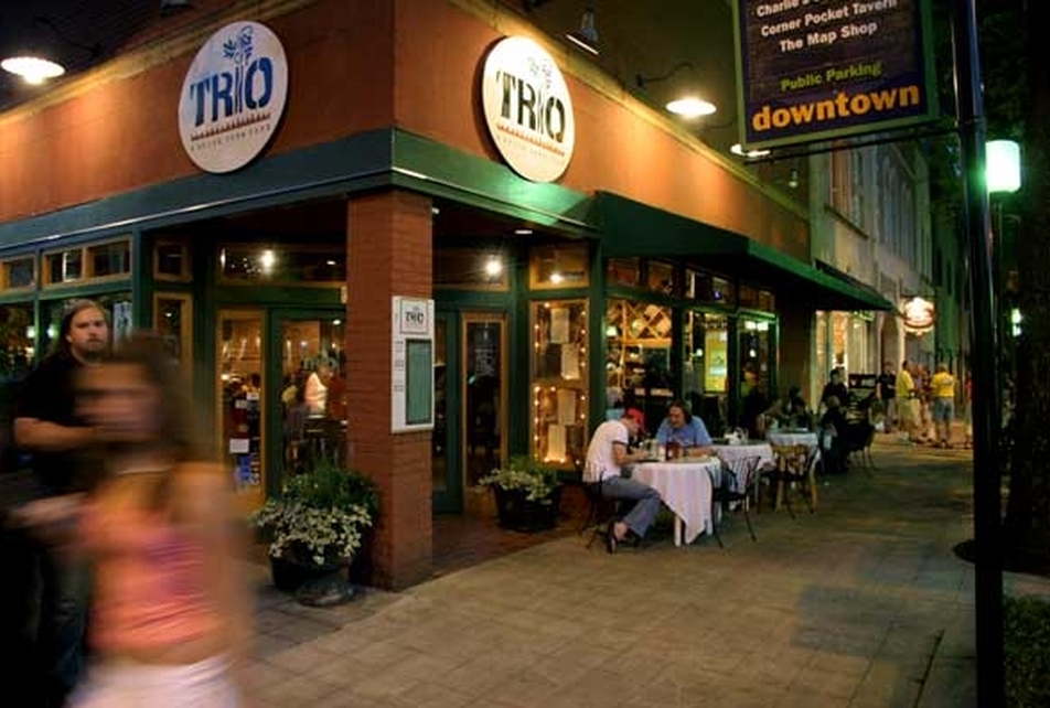 Menu - Trio A Brick Oven Cafe Italian Restaurant Downtown Greenville SC - street view with sidewalk dining