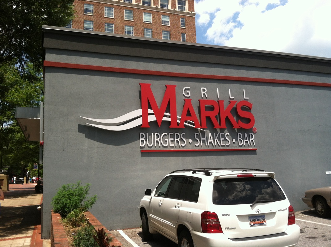 Street View of Grill Marks Restaurant Downtown Greenville SC on Main Street