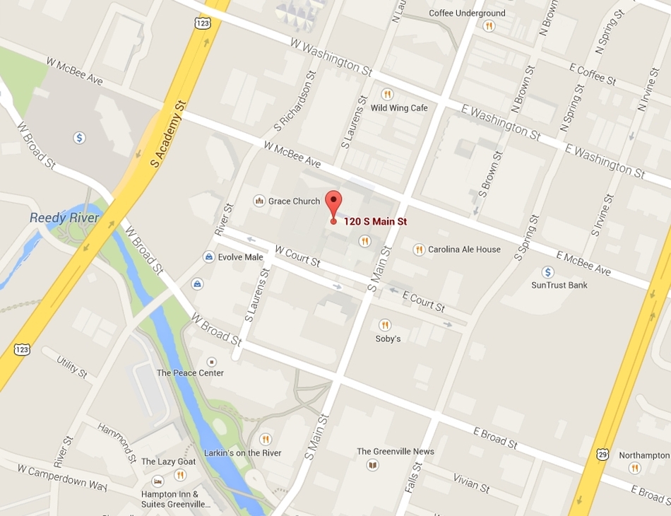 Spoonbread Restaurant Downtown Greenville - map